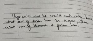 A quote from inside George's journal